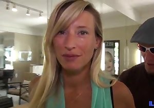 Sneaky, semi-public sex with a blonde MILF