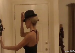 Incredible tease from a hot mom in fancy lingerie