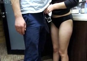 Using his cock to rub that pussy in a unique way