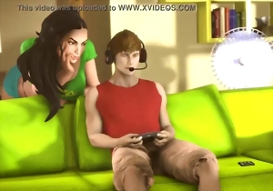 Aesthetic 3D hottie jumps on a huge dick with love and passion